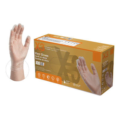 X3 Clear Vinyl PF Ind SM Gloves