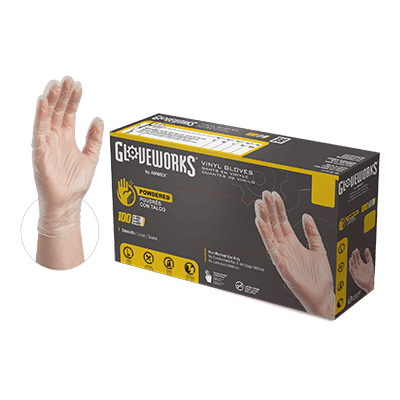 Gloveworks Clear Vinyl Pwd Ind MD Gloves